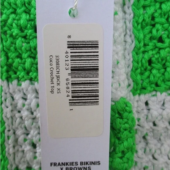 Frankies Coco Crochet Top AND Bottom Coverup Set XS GREEN - Picture 3 of 3